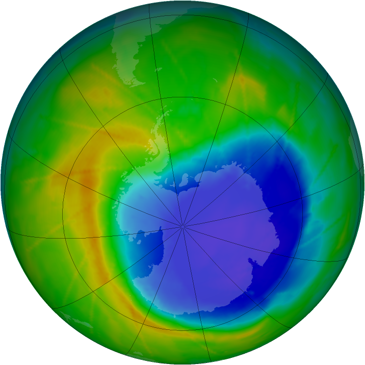Antarctic ozone map for 27 October 2010